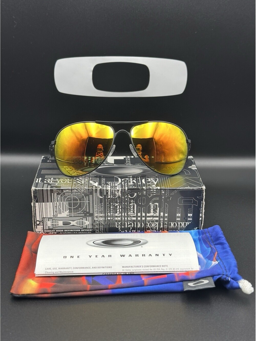 Oakley Plaintiff Matte Black/Fire Iridium Lenses OO4057-13